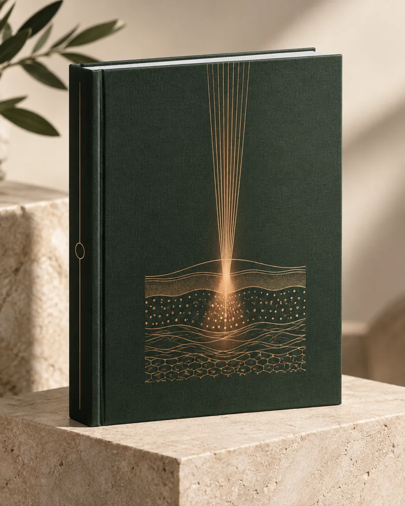 Manuel illustré du socle laser diode, couverture verte avec schéma du faisceau et de la peau